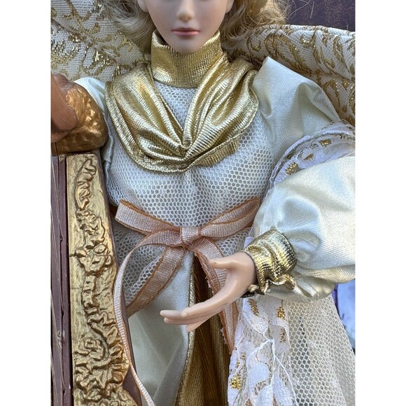 Vintage Holiday Creations Animated Christmas Angel Playing Harp Music 1995 - Picture 13 of 14